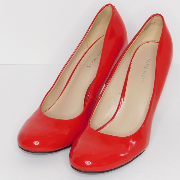 nine west red patent leather pumps
